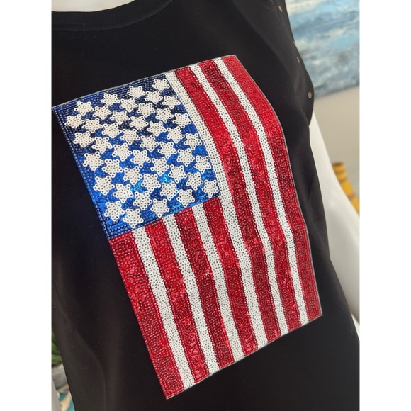 Black detailed sequin flag top sz S M L - Picture 7 of 7